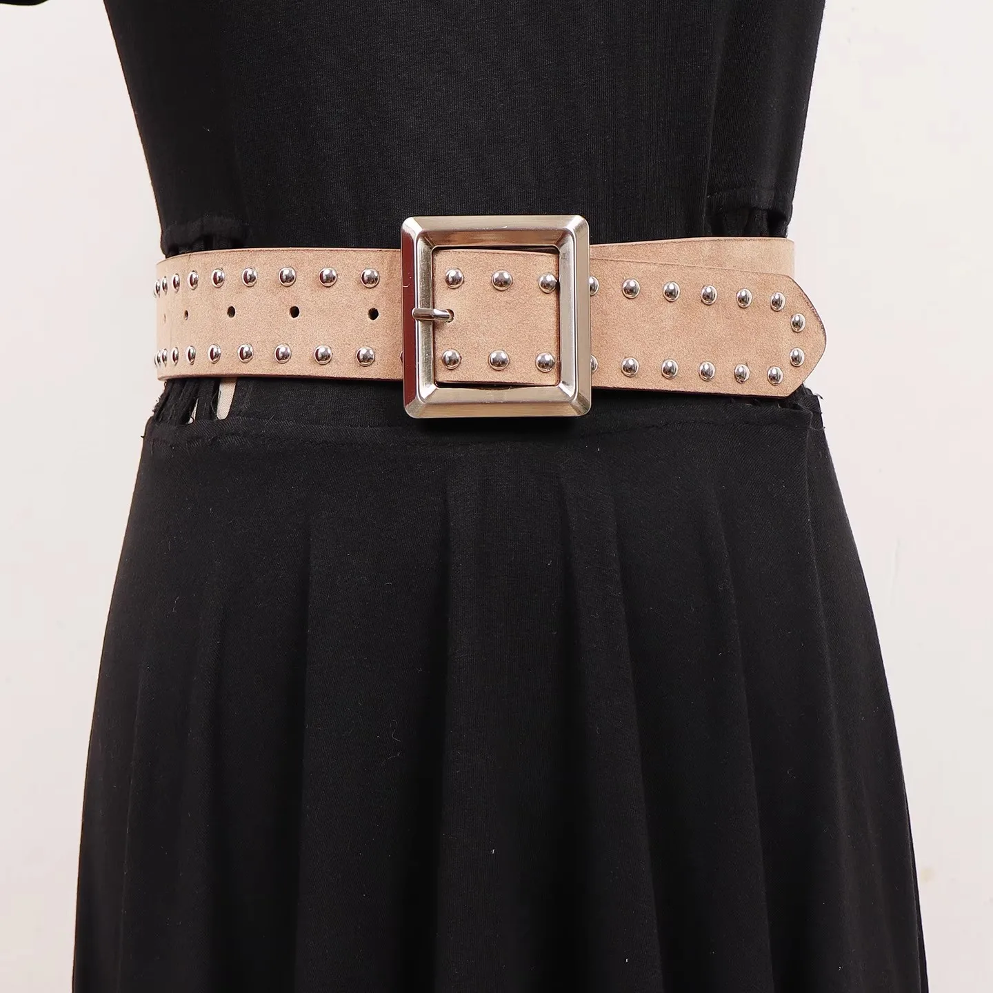 인조 스웨이드 리벳 벨트 여성 빈티지 펑크 허리띠 여성 드레스 코르셋 허리띠 벨트 장식 와이드 벨트 R2483