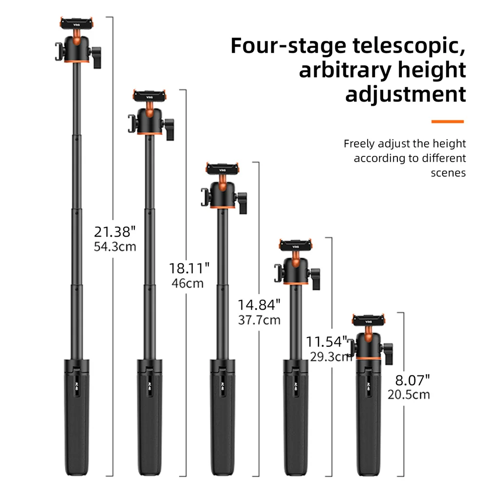 VRIG Magnetic Tripod for DJI Osmo Action 6 5 4 3 Adjustable Selfie Stick Stand Action Camera Accessories w 360 BallHead&ColdShoe