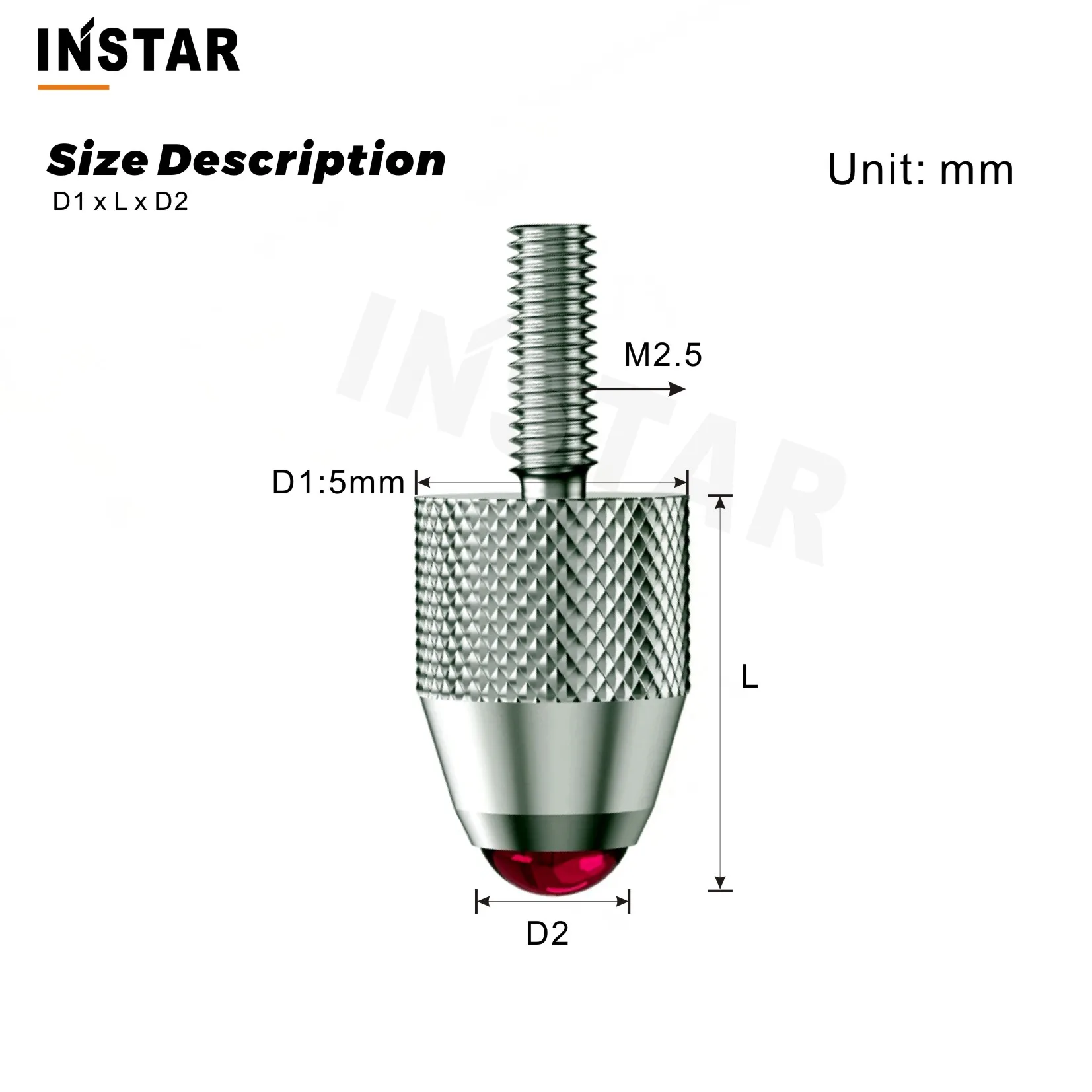 INSTAR Probe for Dial Indicator Ruby Tips, Tungsten Tips, Ceramic Tips, Rubber Tips M2.5 D5