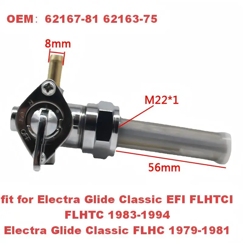 

Fuel Petcock Valve Switch Fit for Harley Sportster Big Twin and Custom Tanks 1975-2006 Replace 62168-81 62167-81 62163-75 011401