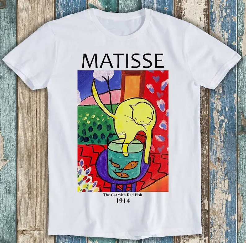 

Henri Matisse The Cat with Red Fish Best Seller Retro Funny Meme Gift Tee T Shirt P1108
