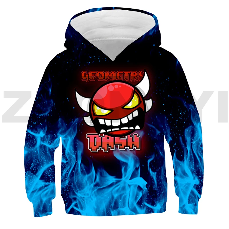 

New 3D Print Angry Geometry Dash Hoodies Tracksuit Men Teenager Oversized Sweatshirt Kids Baby Cartoon Pullovers Anime Clothing