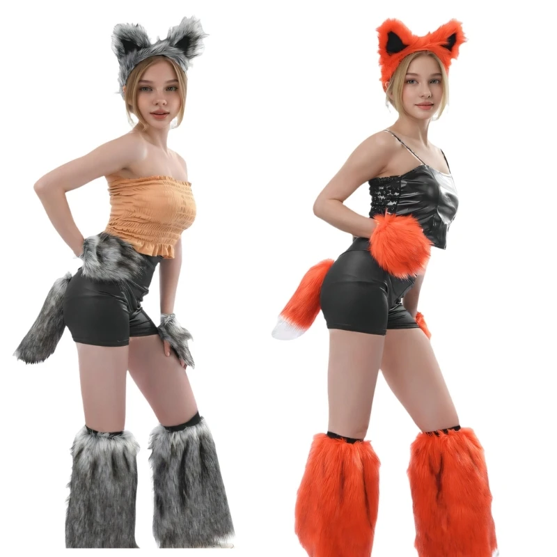 dxae-set-accessori-per-lupo-cosplay-halloween-in-morbido-poliestere-con-orecchie-a-punta-e-accessori-per-gambe