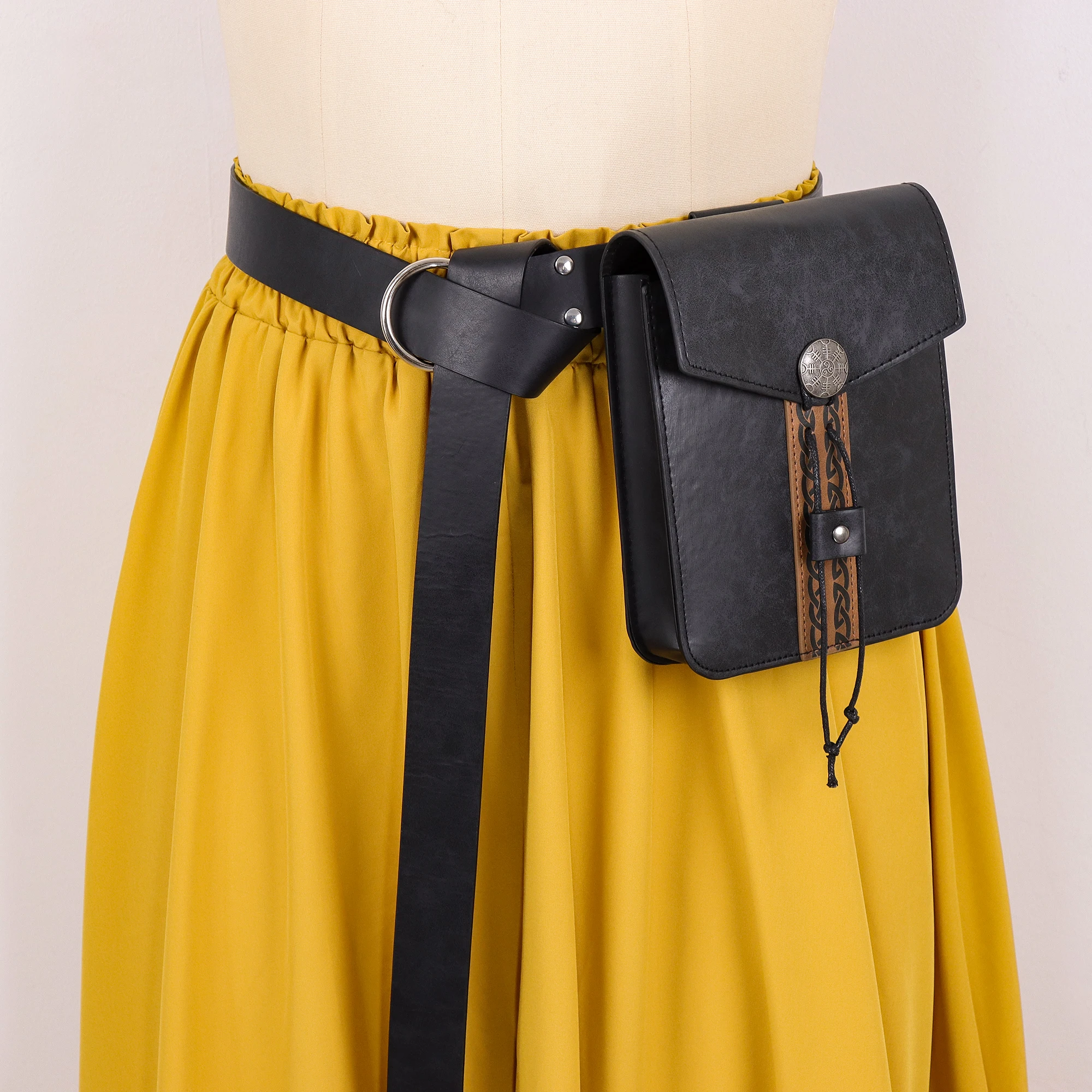 

Средневековая поясная сумка из искусственной кожи с ремнем с уплотнительным кольцом, поясная сумка для косплея эпохи Возрождения, винтажный ретро-средневековый косплей викингов, унисекс Be