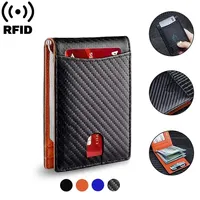 Slim Protected ID/Credit Card Case Purse with Secure Storage Anti-RFID Carbon Fiber Wallet for Men - Magic Leather Card Holder