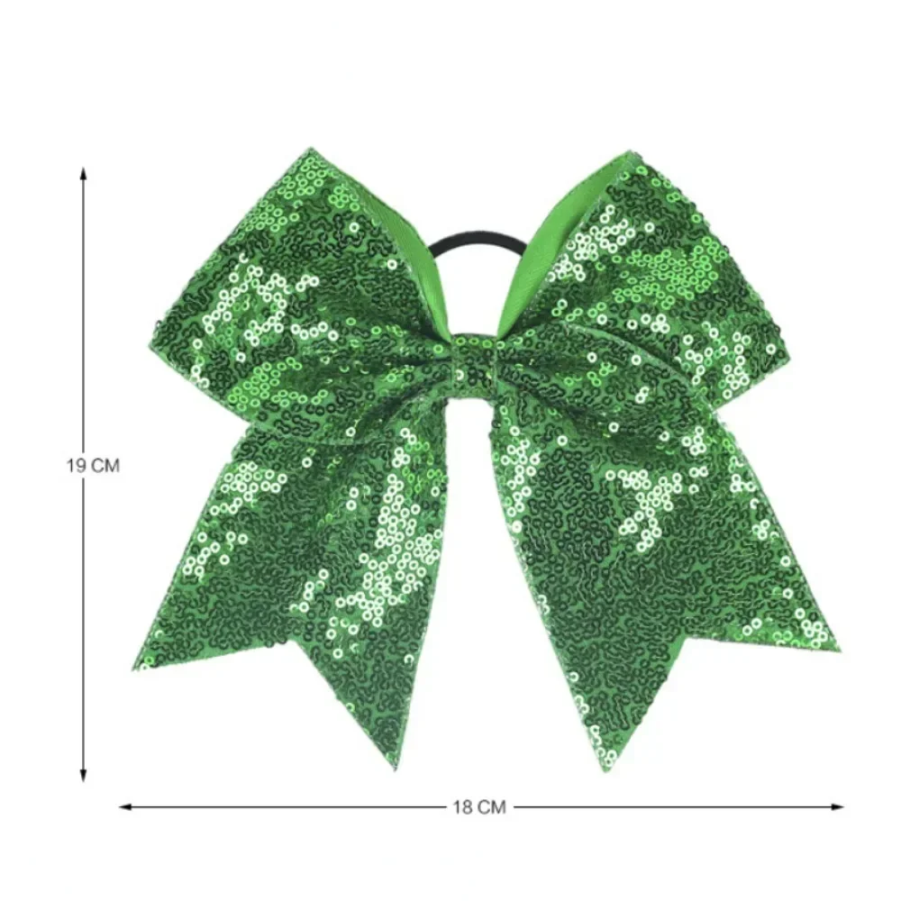 1szt Bling Glitter Sequins Pigtail Bows for Kids Large Sparkly Cheerleading Bowknot Ponytail Holder Girls Elastyczne opaski do włosów — zdjęcie 7