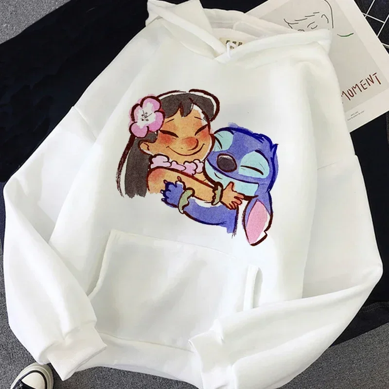 2024 New Cartoon Stitch Hoodies for Women Clothing Kawaii Graphic Women\'s Sweatshirts Autumn Funny Long Sleeve Unisex Hoodie Top