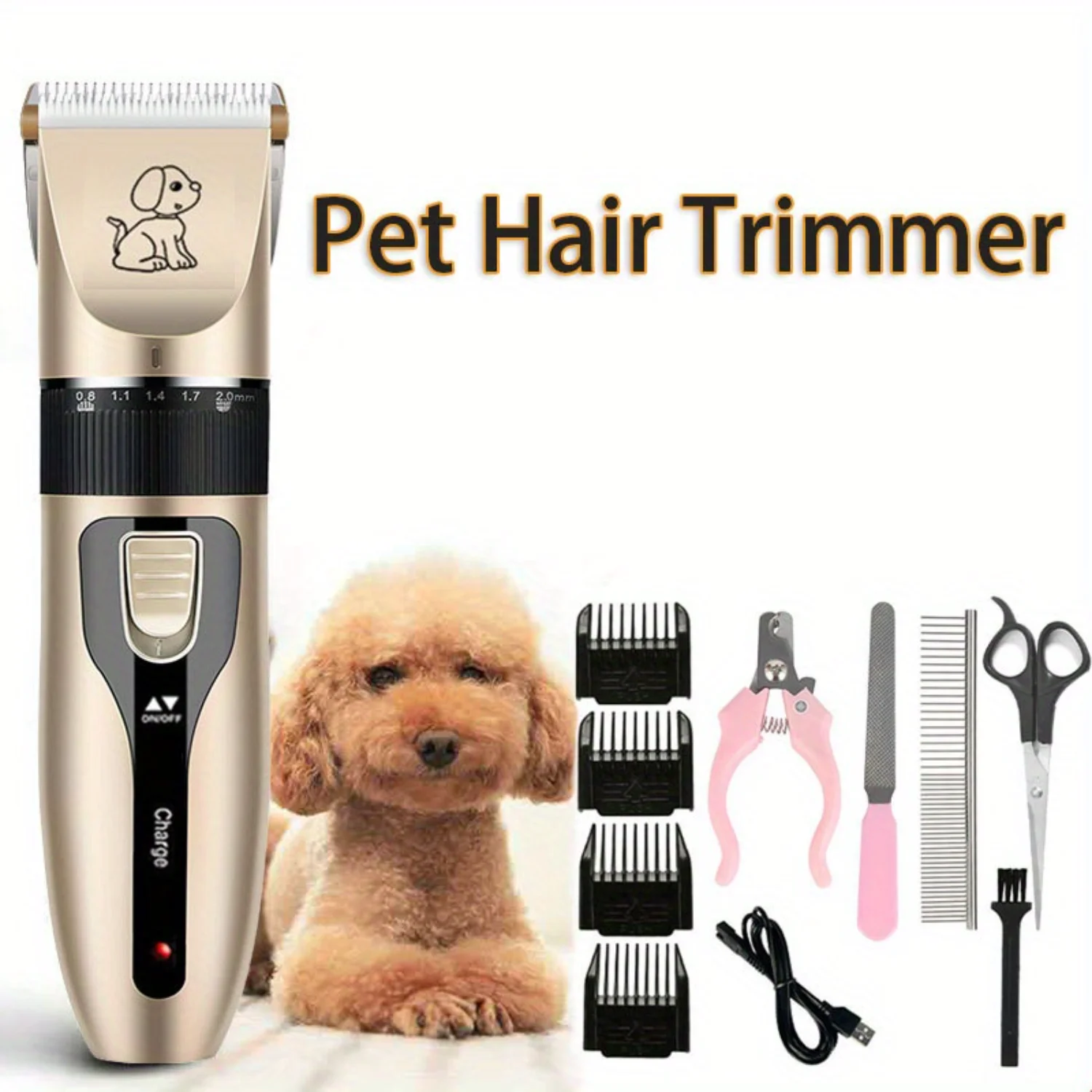 High-Power Pet Grooming Kit with Nail Clippers and USB Rechargeable Hair Clipper - Ideal for Dogs, Cats, and More!