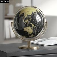 Creative Black Gold Rotating Globe Metal Desk Decoration Ornaments Geographic Globe World Map Gifts for Child Nordic Home Decor