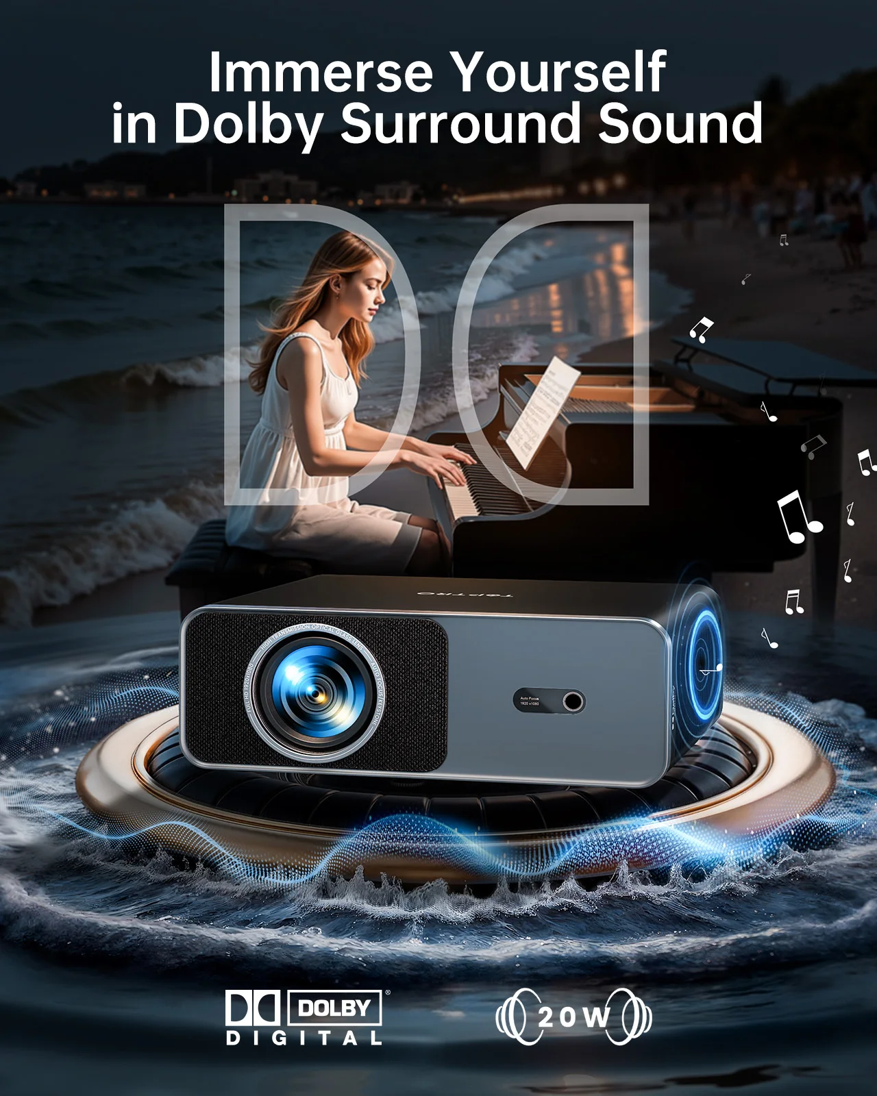 TOPTRO 4K Projektor 1500ANSI Autofokus/Keystone WiFi6 BT5.2 Full HD 1080p Smart Home Theater Filmprojektor Offiziell Netflix-kompatibel – Detail 7
