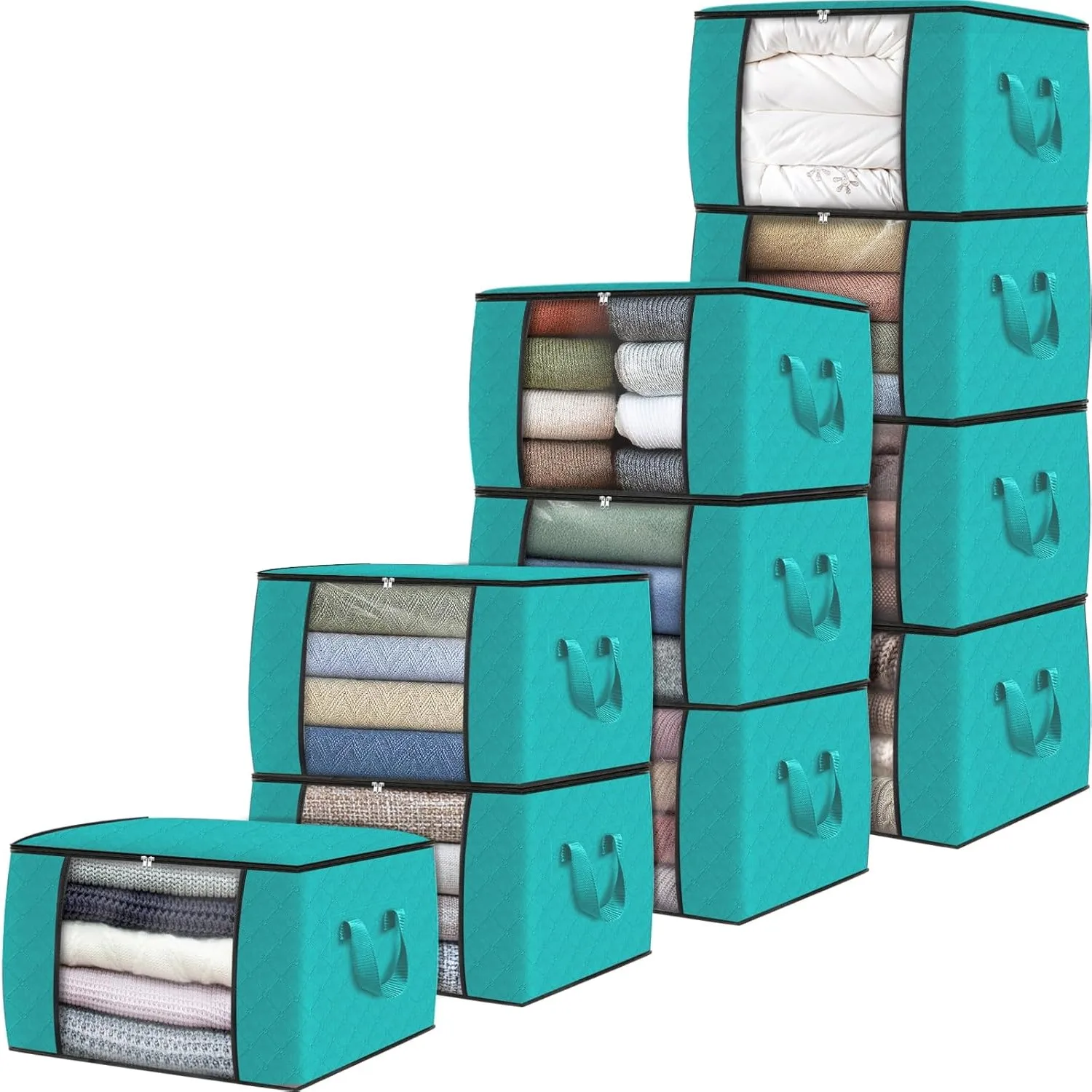 

10 Pack Clothes Storage, Foldable Thick Fabric Blanket Storage Bags, Storage Containers for Organizing Bedroom, Closet, Clothing