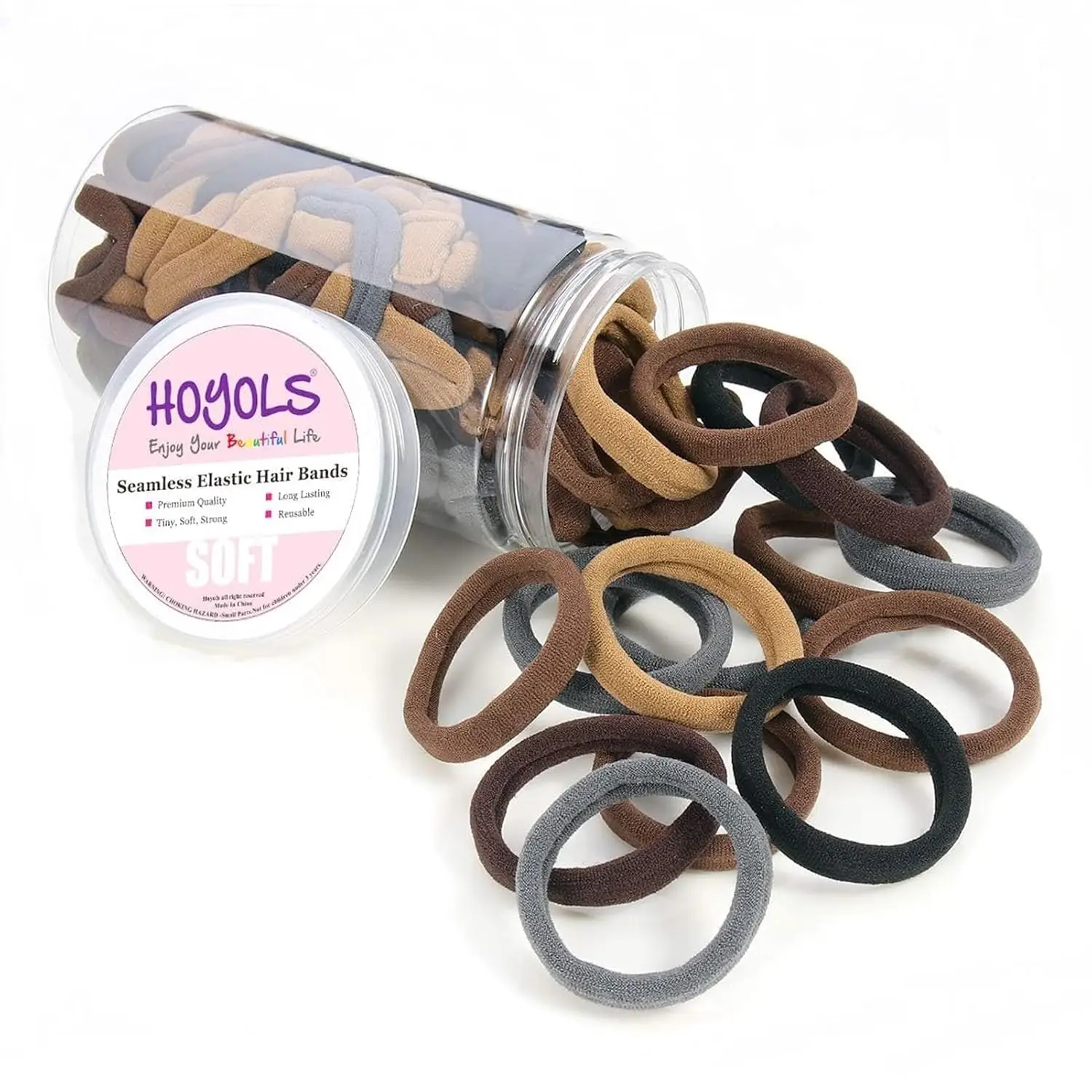 

100pcs Soft Hair Ties no Damage, SeamlSoft Thick Ponytail Holder Scrunchies Bands No Crease for Women