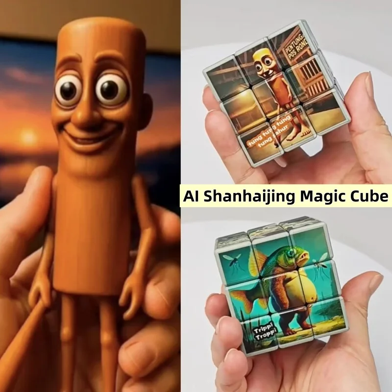 Brainrot italiano niños dibujos animados cubos mágicos juguetes Tung Tung Sahur rompecabezas clásicos juguete niños regalo de cumpleaños juguetes 2025