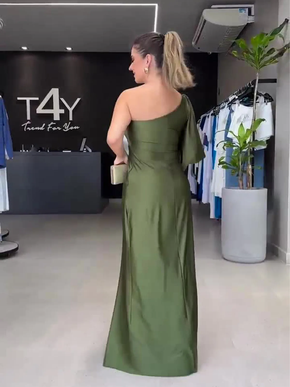 2024 Autumn New Evening Dress Fashionable Celebrity Temperament Waist Slim Long Dresses One Sleeveless Backless High Split Gowns