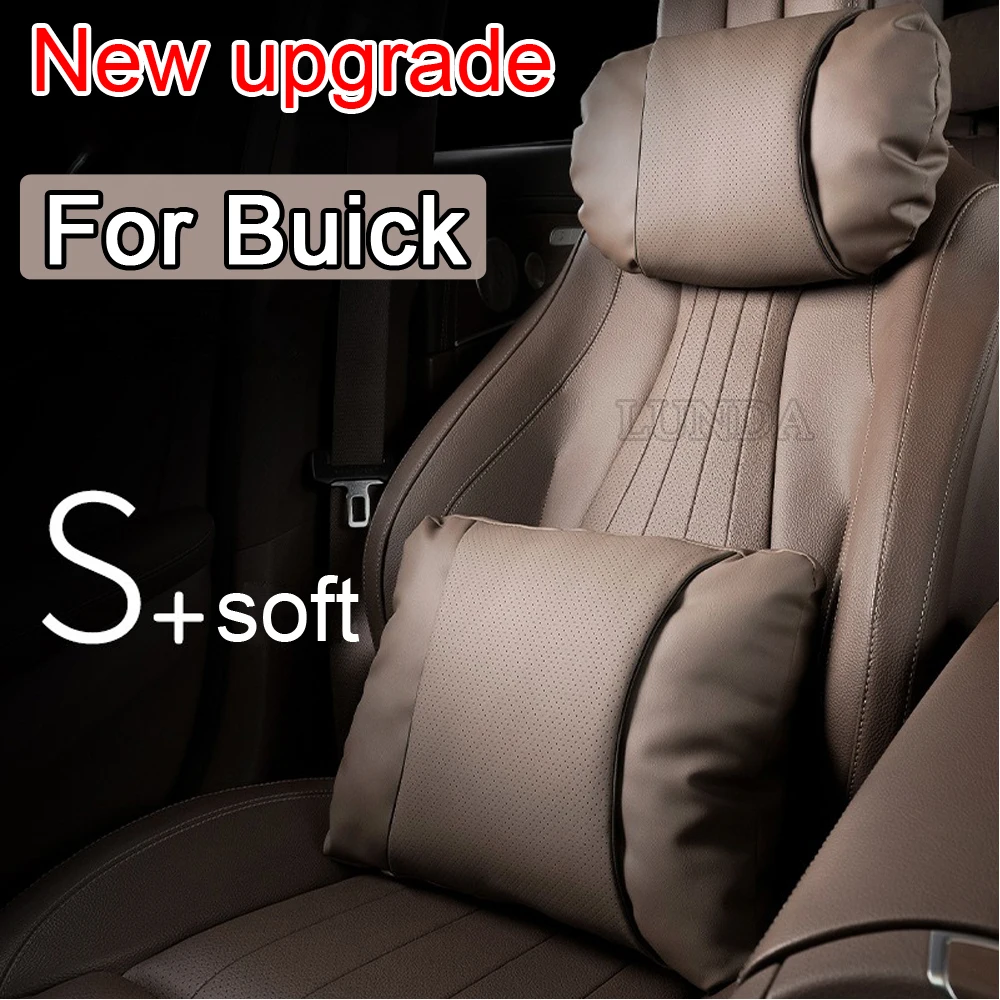Soft Car Neck Pillow NAPPA Leather Travel Comfort Waist Pillow Support Headrest For Buick Excelle Enclave Regal Encore Regal GL8