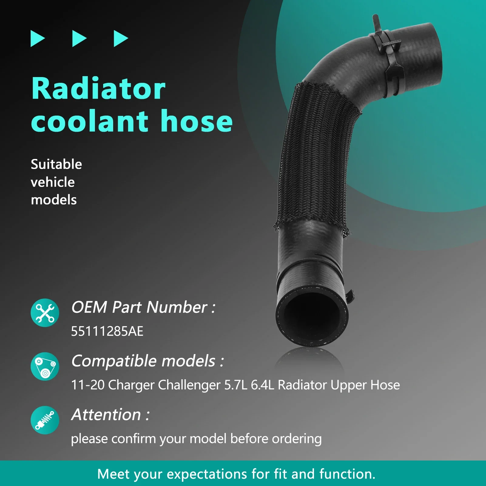 

Radiator Upper Hose 55111285AE 4596886AB for CHRYSLER 300 2005-2023, DODGE CHALLENGER 2009-2023 4596886AC 4596886AD