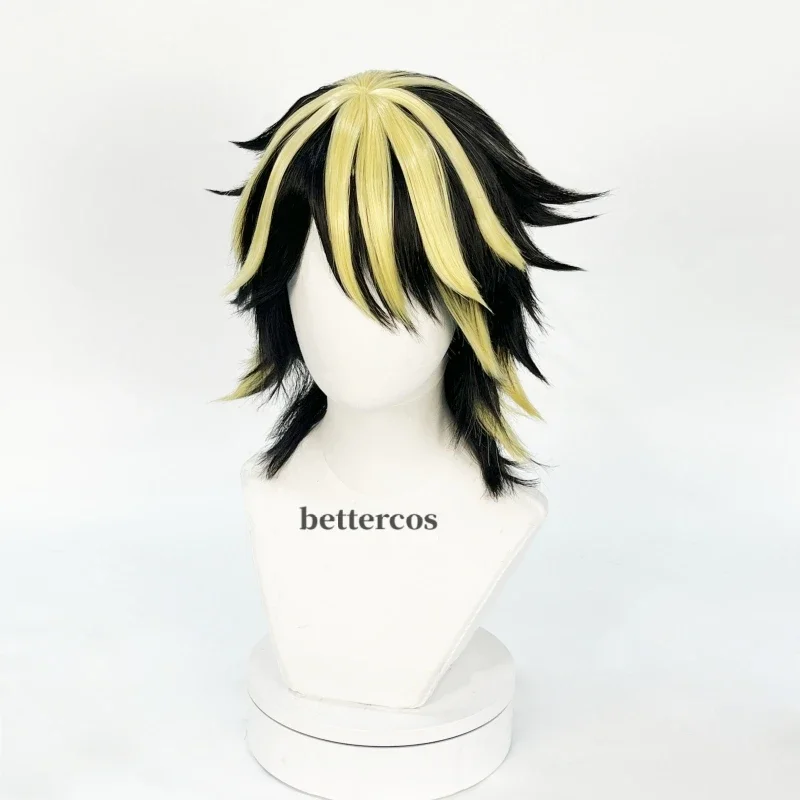 Hanemiya Kazutora Cosplay Wig Anime Tokyo Manji Gang Short Black Golden Hair Wigs Earring Tattoo Sticker