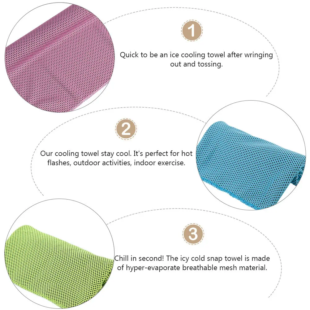 

Набор из 3 охлаждающих полотенец для лица: быстрое охлаждение, быстросохнущие, для тренировок в помещении и активного отдыха на улице, мягкий дышащий материал