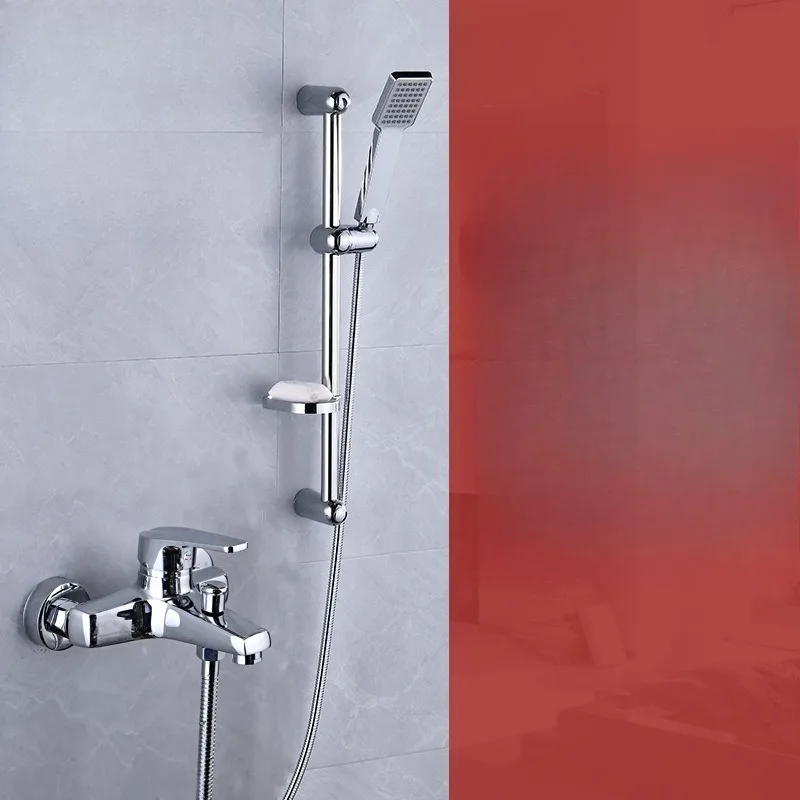 

Simple Showerhead Shower Set, Mixing Valve Lifting Rod, Handheld Pressurized Dual Function Water Outlet Bathtub Faucet