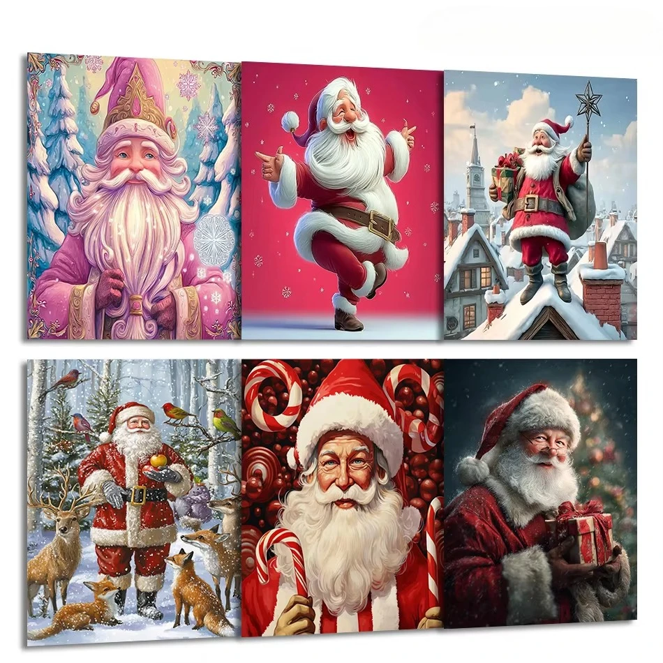 Painting By Numbers Oil Santa Claus Christmas gift Canvas Art Painting Picture Frame Color Markers Decorative Paintings