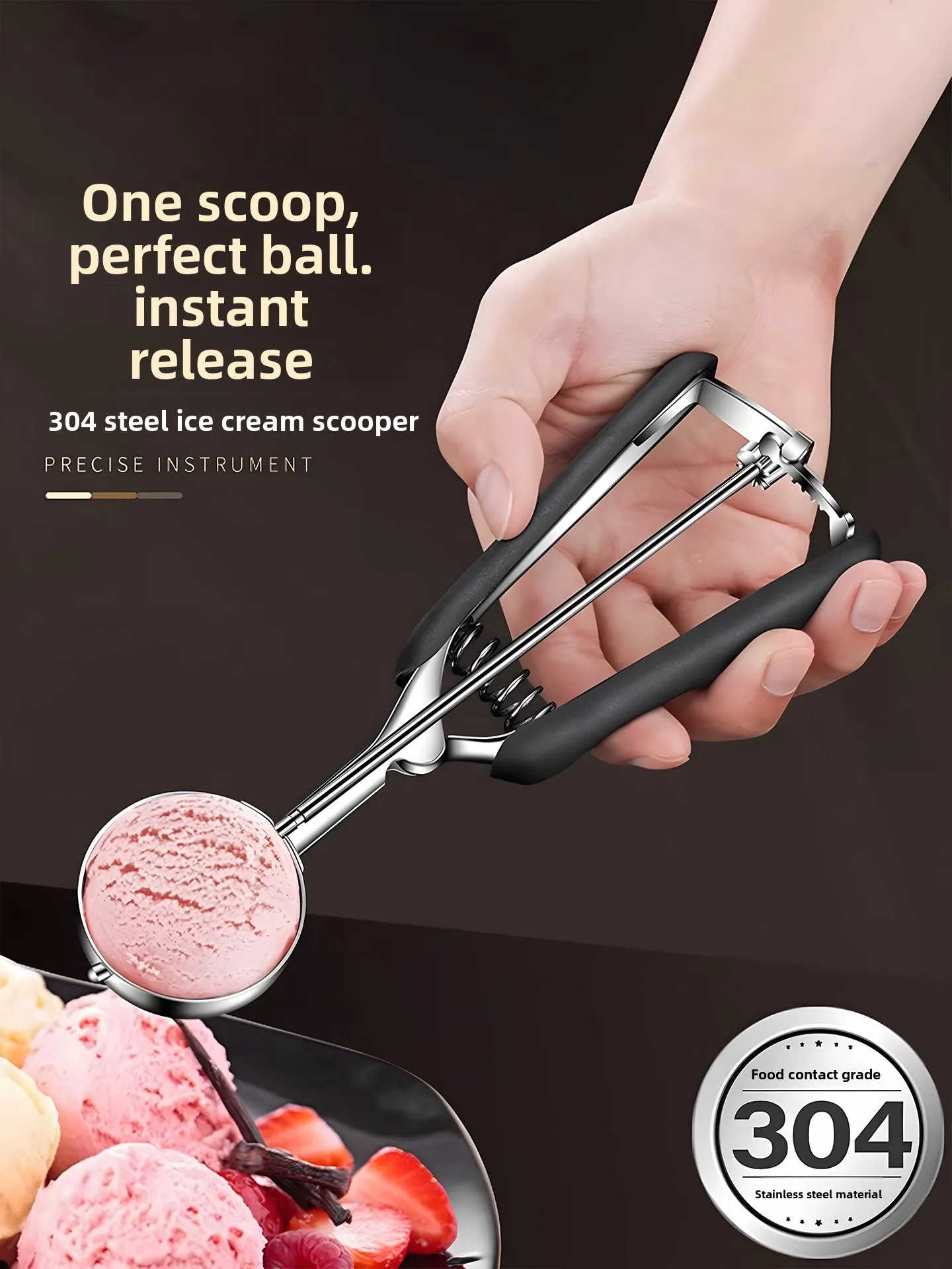 YFY ice cream scoop -304 stainless steel ice cream baller  ice cream & sorbet scoop watermelon baller  fruit scooping tool