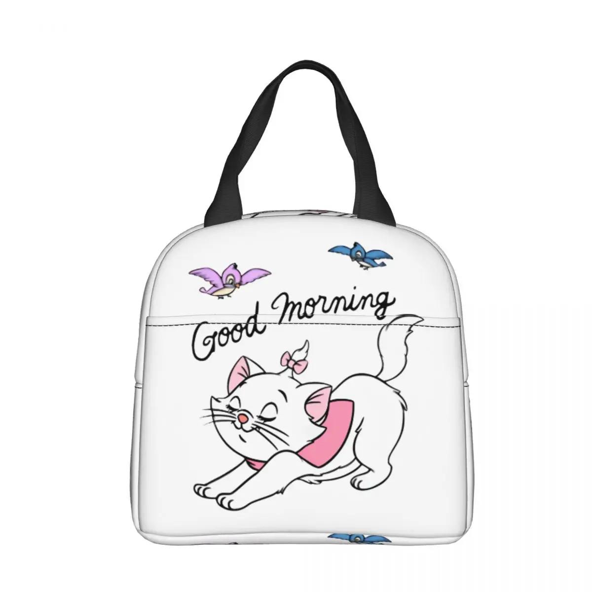 Marie Aristocats Cute Kitty Good Morning Cat Lunch Bags Portable Meal Container Cooler Bag Tote Lunch Box Work Outdoor Food Bag