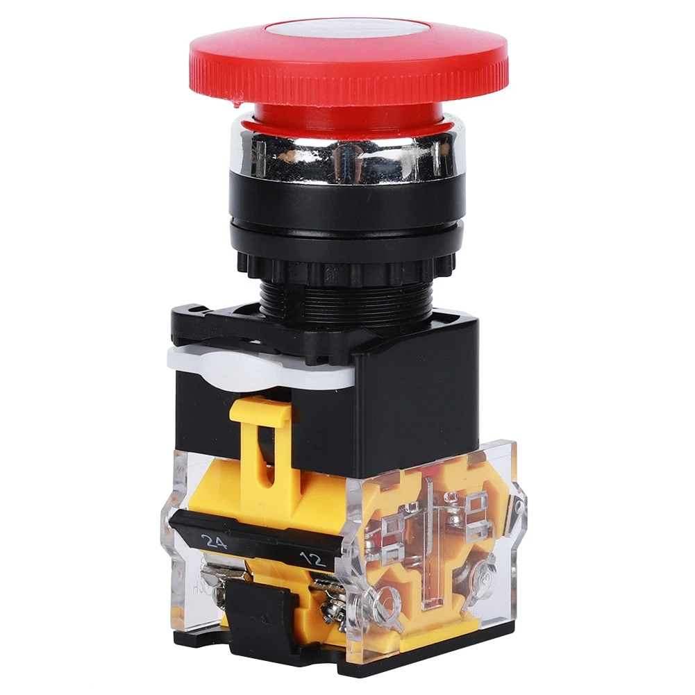 3PCs Emergency Stop Push Button On Off Industrial Accessory Engineering Plastic 440V 10A 22mm