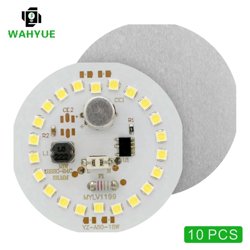 10pcs/lot LED Chip 5W 7W 9W 12W 15W 18W for Light Bulb 2835SMD DOB Round Light Beads AC 220V No Flicker Bulb Chips Lighting Lamp