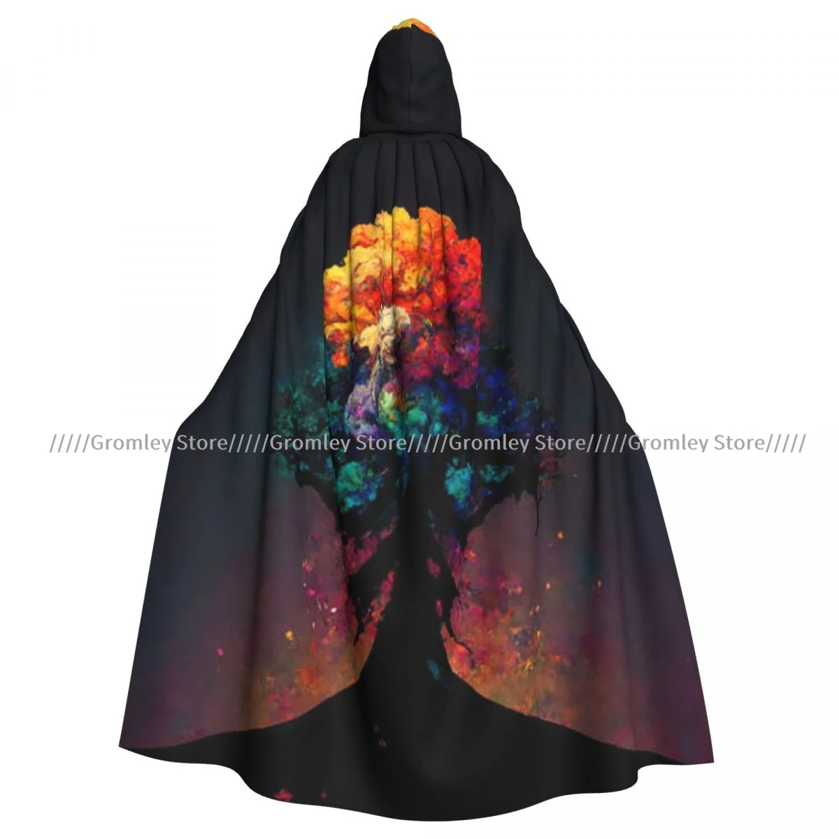 شجرة الحياة Yggdrasil الساحرة عباءة زي الهالوين التأثيري للبالغين للجنسين عباءة الرجعية العصور الرأس #2