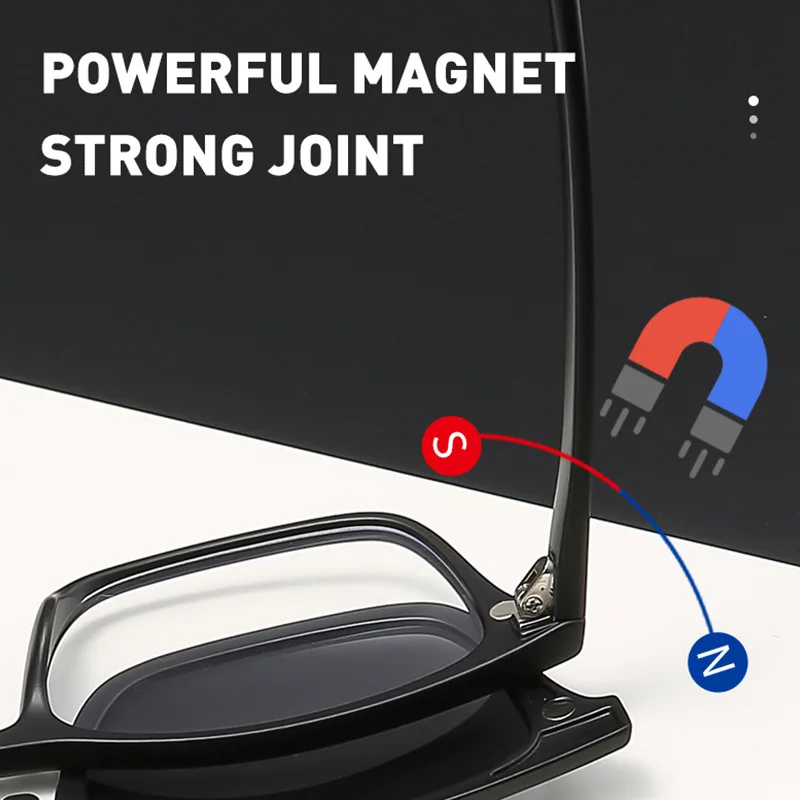 KIZN 6 في 1 مربع قصر النظر الاستقطاب النظارات الشمسية 2025 جديد الرجال النساء كليب المغناطيس إطار نظارات مخصصة النظارات البصرية-0.5 إلى-10