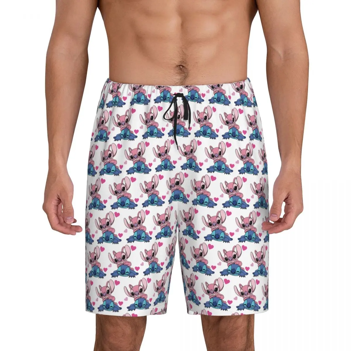 

Custom Stitch TV Cartoon Animation Pajama Shorts Sleepwear for Men Elastic Waistband Sleep Lounge Short Pjs with Pockets