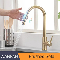 Pull Out Brush Nickel Sensor Kitchen Faucets Stainless Steel Smart Induction Mixed Tap Touch Control Sink Tap Torneira De