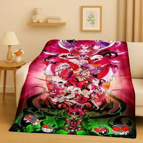 3D 만화 H-Hazbin 호텔 찰리 모닝스타 플란넬 담요, 부드럽고 따뜻한 플러시 담요 가정용 침실 침대 소파 커버 사무실 선물