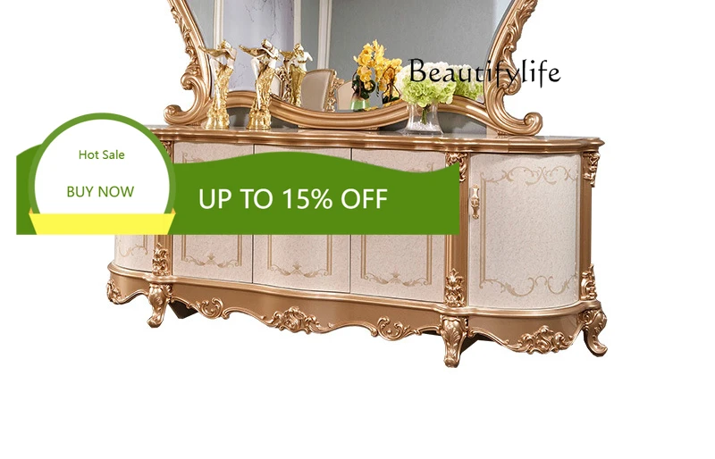 

Европейский комод-тумба из массива дерева с резными цветами, высококачественный французский стиль, для хранения и декора, в дворцовом стиле, для больших квартир X