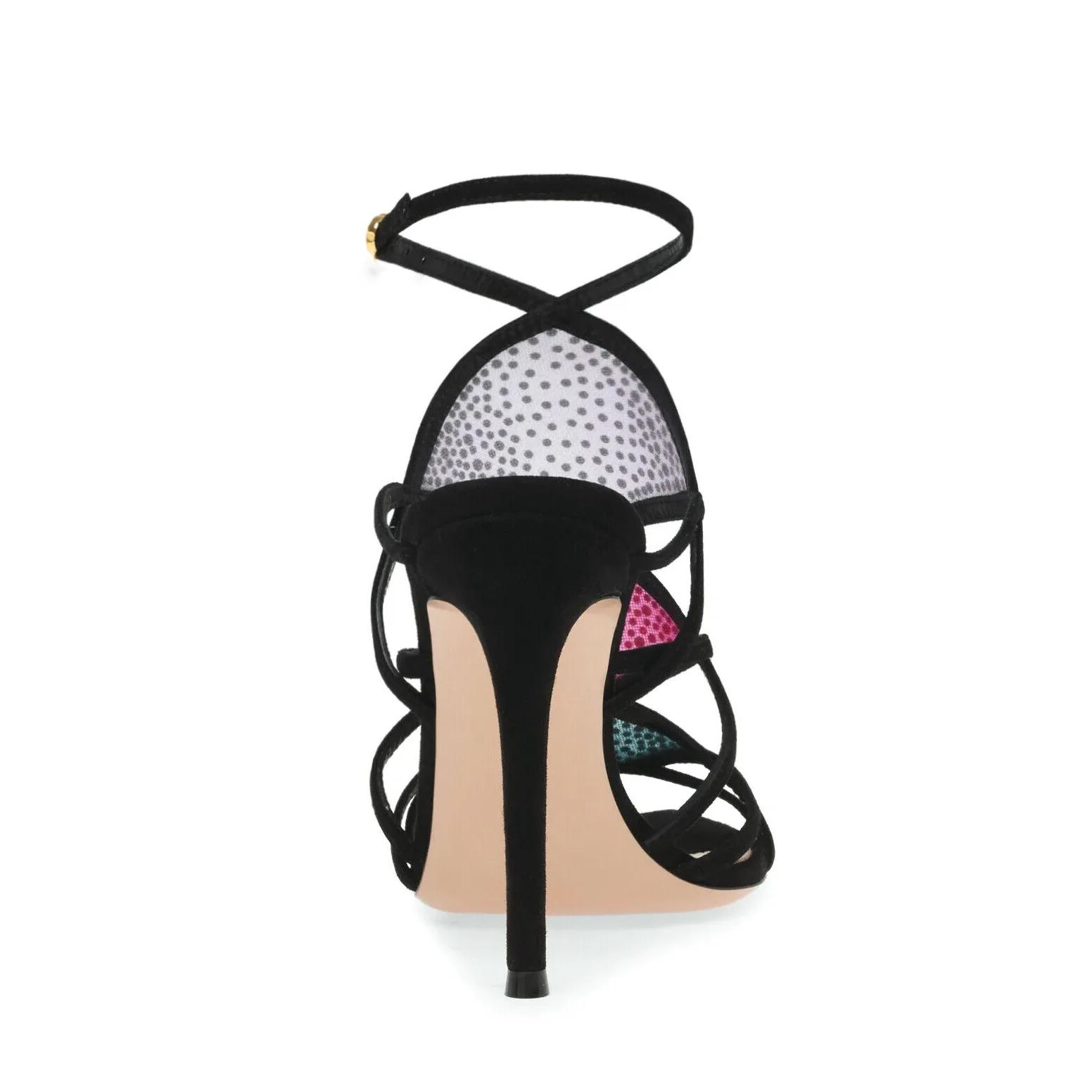 Women Pointed Toe Rhinestone High Heel Sandals Multicolor Crystal Cutout Strappy Slingback Stiletto Party Dress Sandals 5