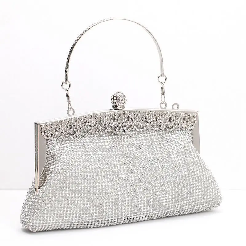 اليدوية المياه الماس مساء حقيبة نسيج الساتان مع حزام اليد مأدبة الزفاف حقيبة صغيرة بطانة البوليستر الناعمة الأصل الصيني #4