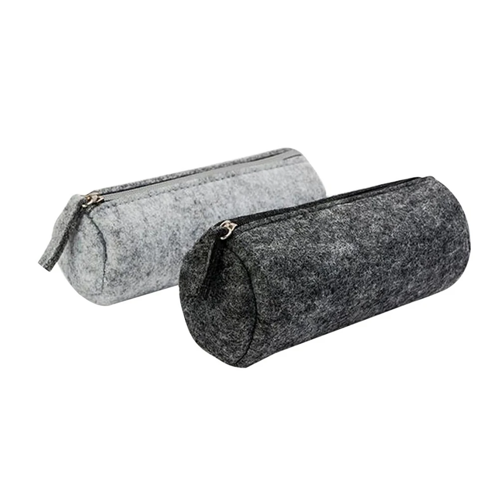 

2pcs Convenient and Practical Cylinder Pencil Case Large Capacity Pen Bag Pouch Stationery Bags (Dark Grey & Light Grey