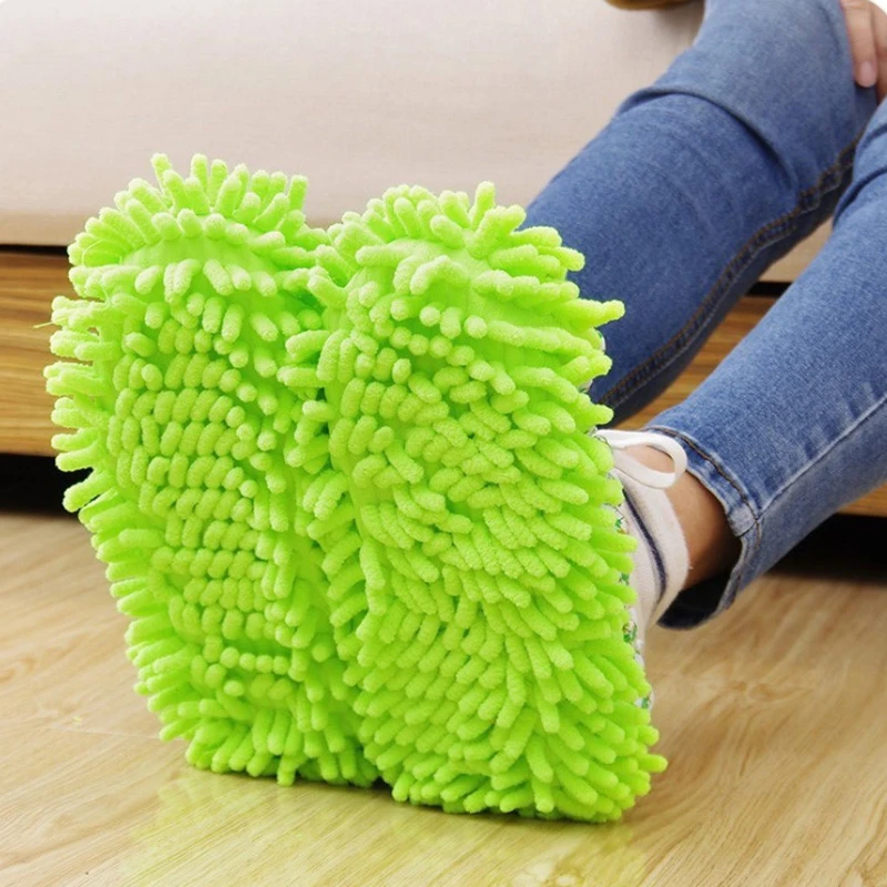 2 Pieces Of Chenille Mop Slippers Dust Removal Foot Socks Mop Cap Multifunctional Floor Cleaning Lazy Shoe Cover Dust Collector