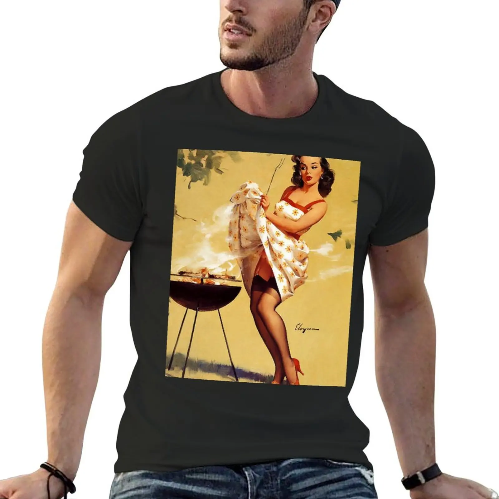 Pin-Up Girl - Elvgren - Vintage T-Shirt anime oversized plain white t shirts men