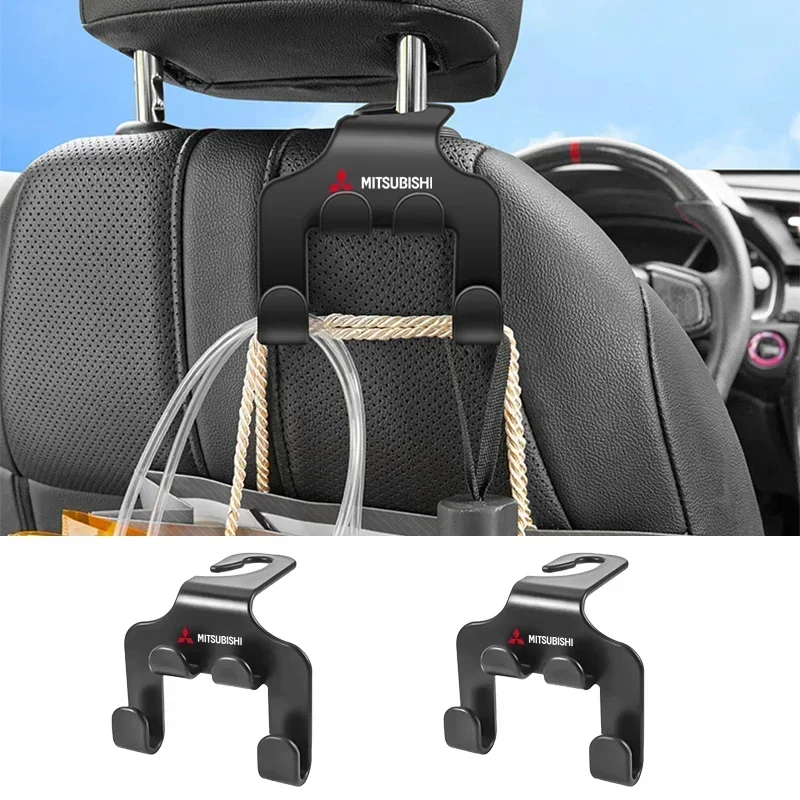 Multifunction Car Logo Seat Headrest Hook for MITSUBISHI Ralliart Lancer Competition Outlander ASX EX LANCER Auto Accessories