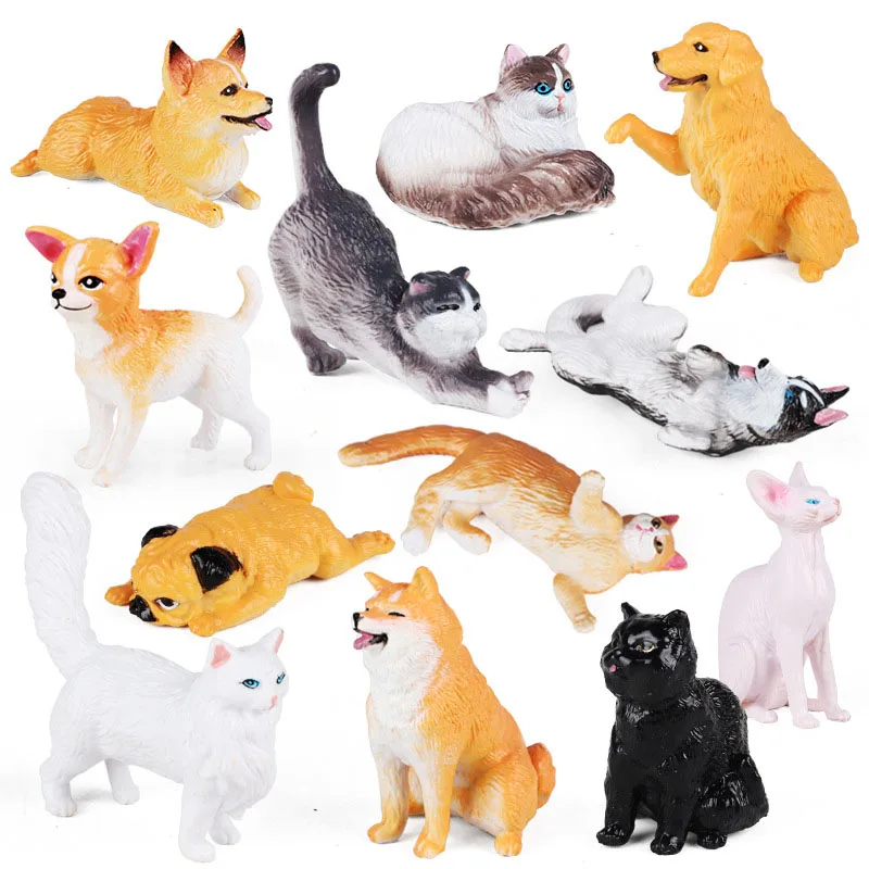 Figuras de perro y gato para decoración del hogar, Mini Ragdoll, Corgi, Golden Retriever, Shiba Inu, juguetes en miniatura de PVC, 1 piezas