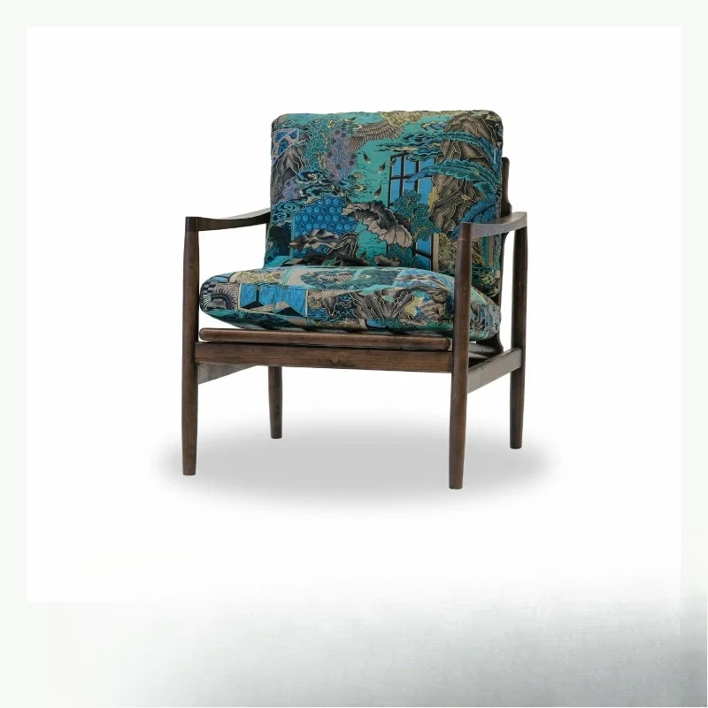 painting medieval leisure chair oriental aesthetics living room solid wood armchair study tea room