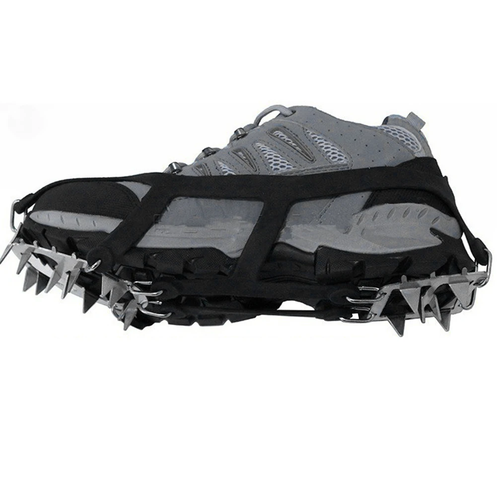 18 Tooth Ice Snow Crampons Anti-Slip Climbing Gripper Shoe Covers Spike Cleats Stainless Steel Snow Skid Shoe Cover Crampon 아이젠