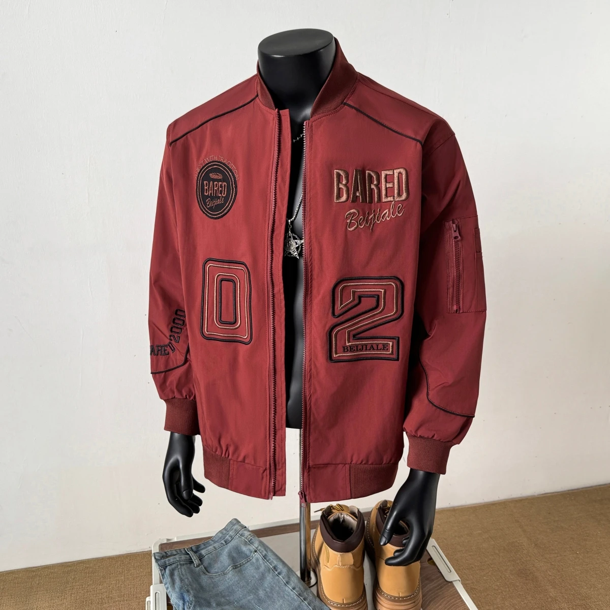 

Мужская бейсбольная куртка на весну-осень, новая, с вышивкой, трендовая, брендовая, в стиле ретро, американский квилтинг, полиэстер