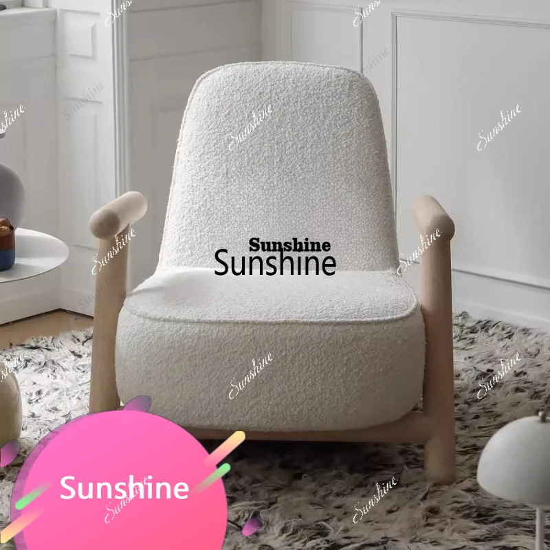 

TDFrench medieval solid wood single sofa chair, living room, bedroom, circle velvet leisure chair