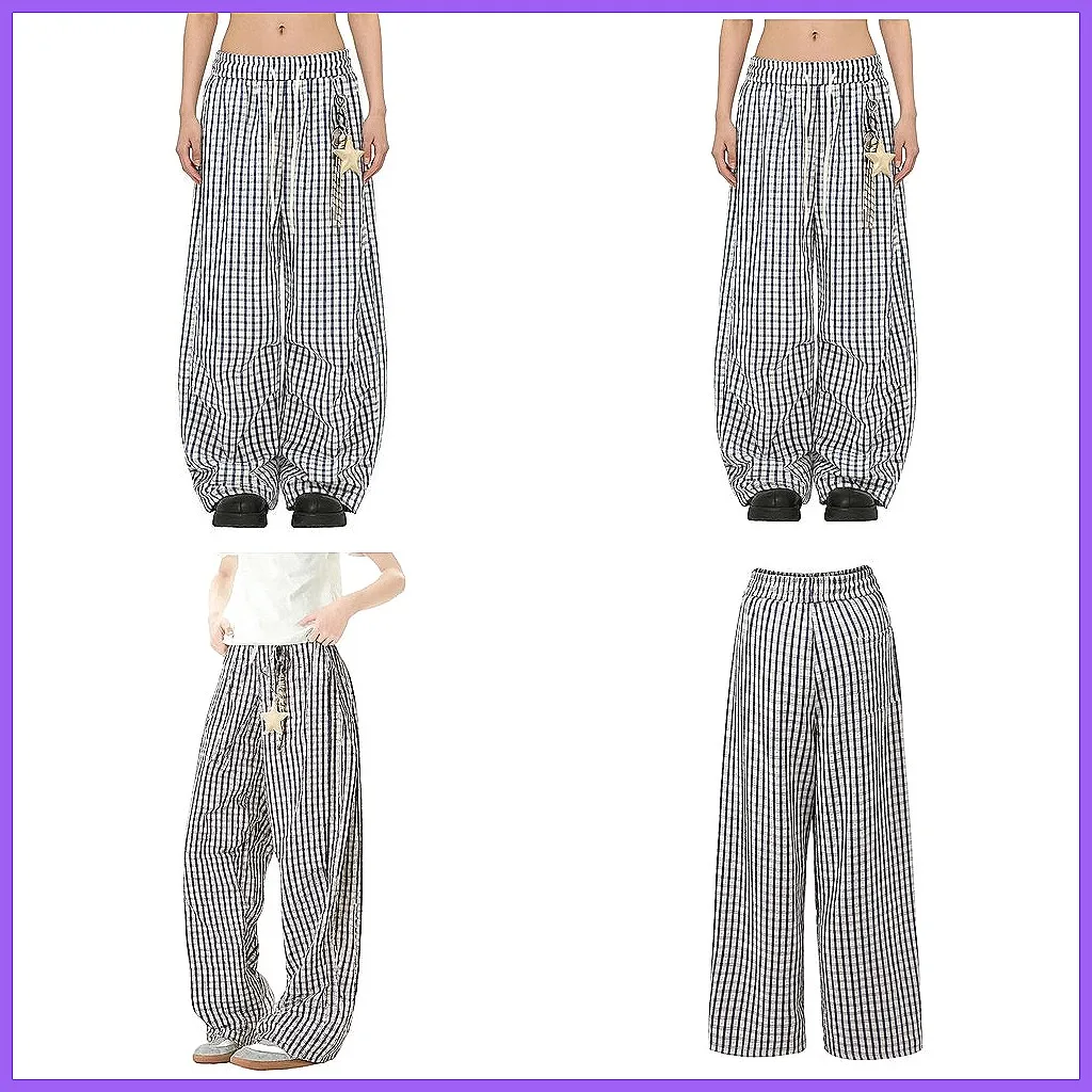 

**Stylish Plaid Printed Jogging Pants for Women & Men, Baggy Elastic Sweatpants**