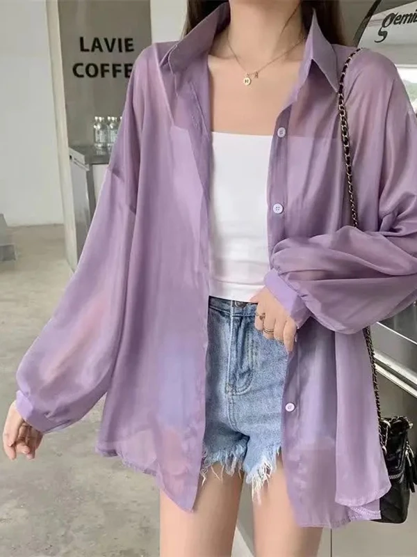 Nova Csa de Proteção Solar de Seda Pérola Sensação de Gelo Solta para Mulheres 2025 Ultra Suave Cardigan Aberto de Verão E...