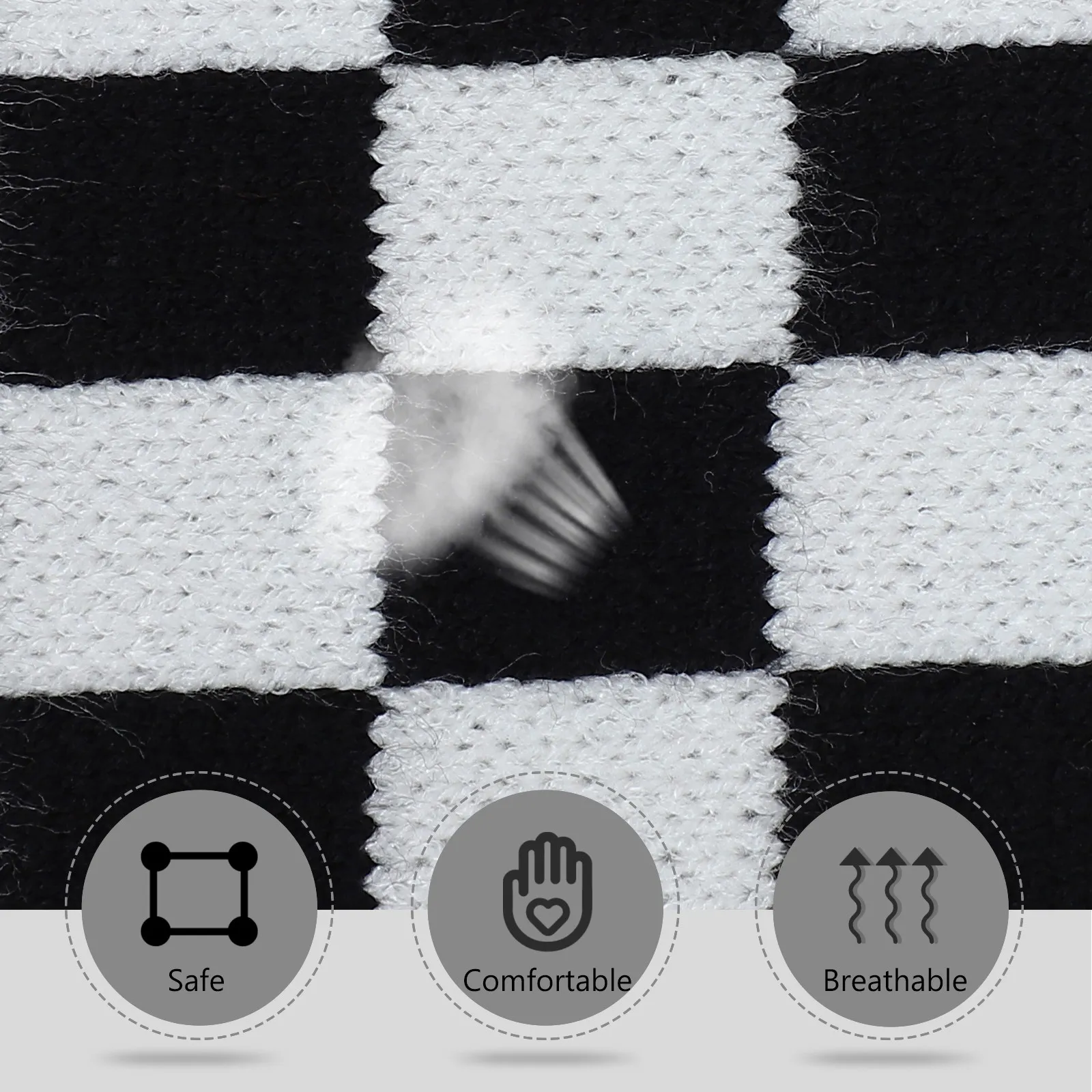 

1 шт. Женский шарф с принтом в клетку, с шахматным узором, из шерстяной пряжи, легкий, дышащий, солнцезащитный, теплый, стильный.