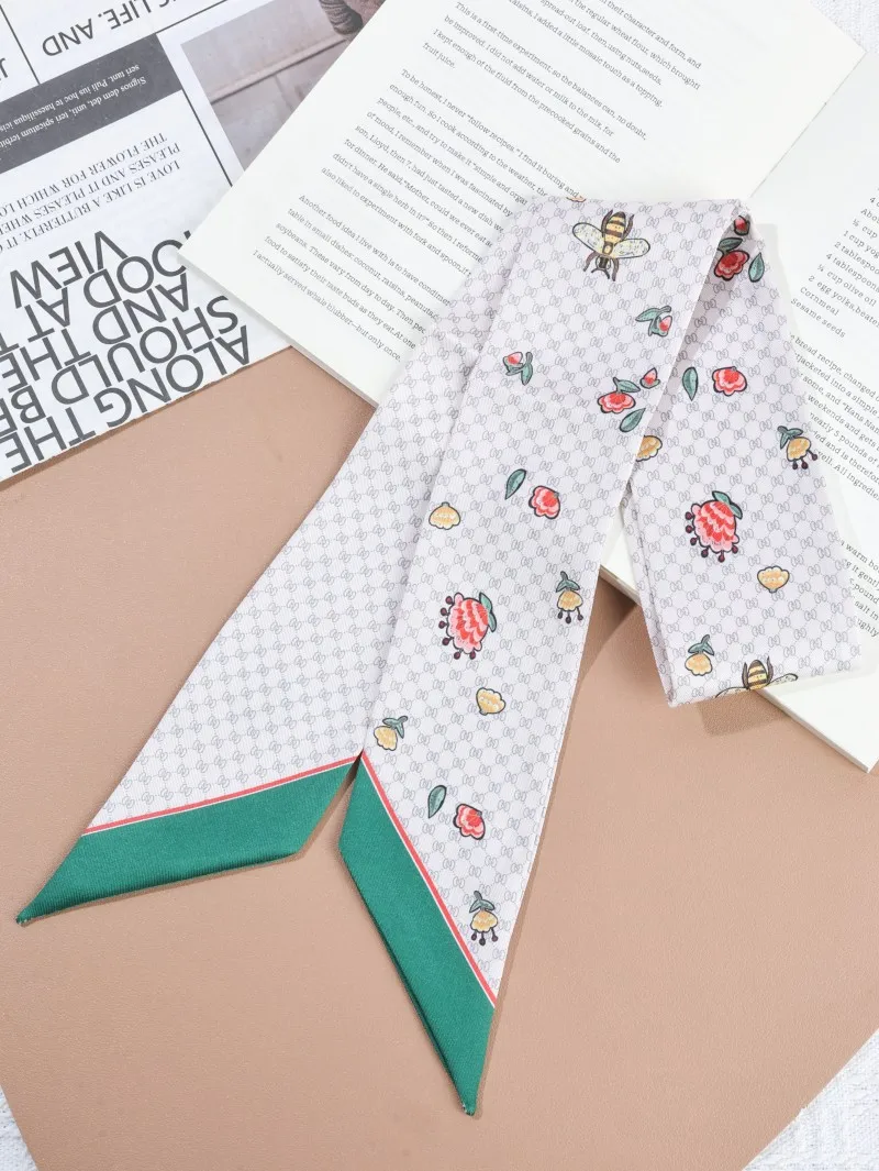 وشاح حريري صغير 6x100 سنتيمتر للنساء الرقبة التفاف الشعر الشريط التعادل حقيبة مقبض الإكسسوارات