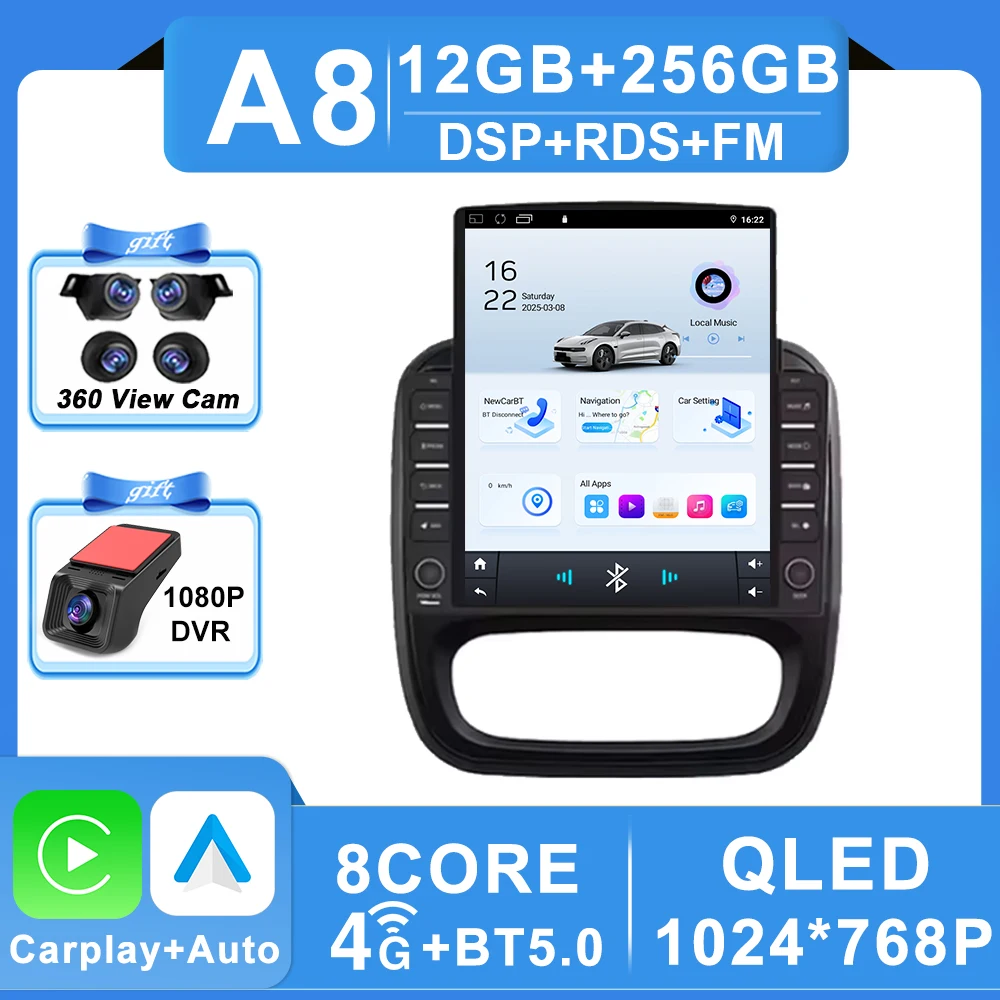 9.7 inch Auto Android Voor Renault Trafic 3 14-21 Voor Opel Vivaro B2 din Carplay GPS Navigatie intelligente Systeem Touchscreen